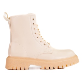 Stivali da donna beige con cerniera Shelovet