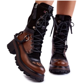 Stivali Alti In Pelle Lavoratori Maciejka 05586-29 Marrone e Nero