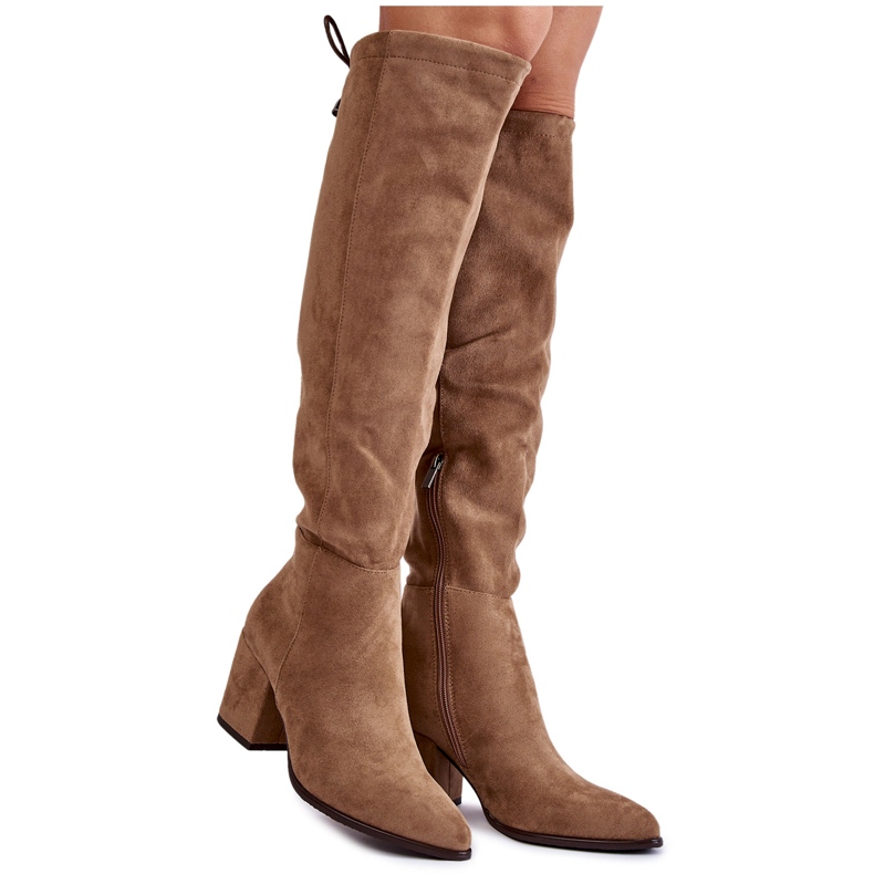 Vinceza Stivali da donna con tacco scamosciato beige Corrig