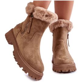 Vinceza Stivali In Pelle Scamosciata Rezan Beige Con Pelliccia Con Cerniera
