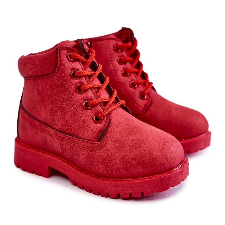 FR1 Stivali Trappers per bambini con cerniere rosse Dexter rosso