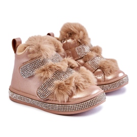 Stivali da neve caldi in pelle per bambini Golden Leela d'oro