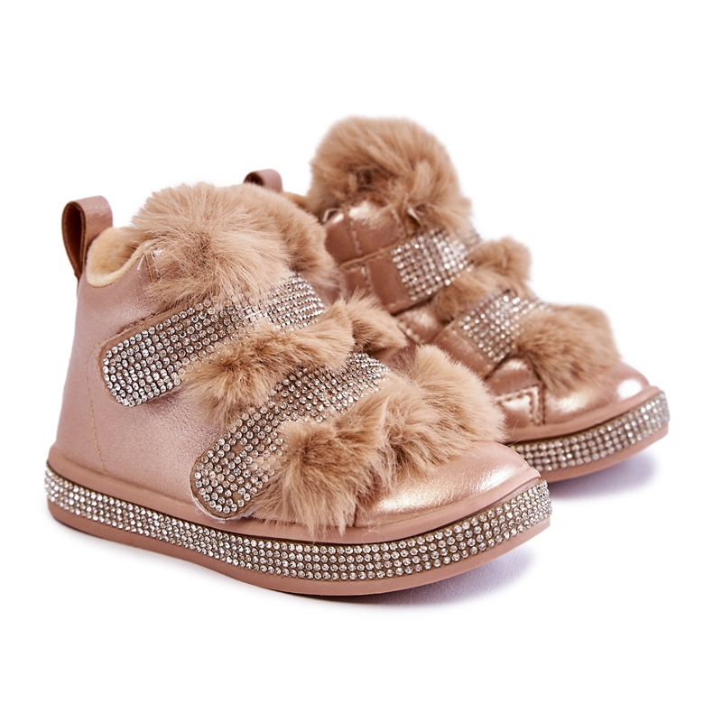 Stivali da neve caldi in pelle per bambini Golden Leela d'oro