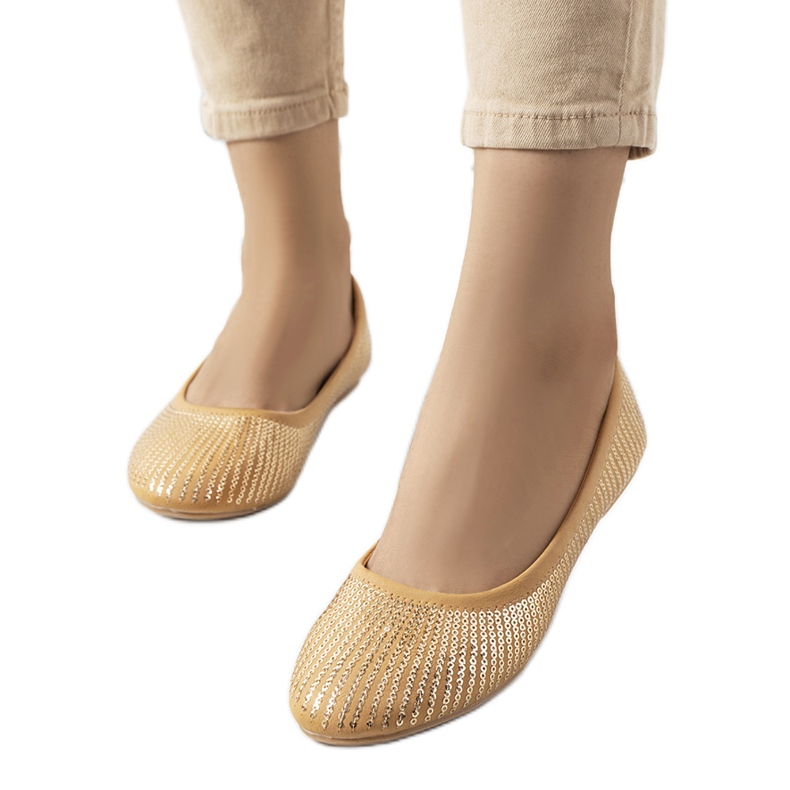 PA1 Ballerine Hirane con paillettes marroni beige d'oro