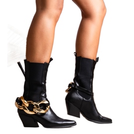 Stivali da cowboy neri con catene di Nash nero