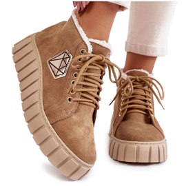 Lewski Shoes Scarpe sportive in pelle scamosciata Scarpe Lewski legate 3252 / N Beige