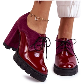 PA2 Stivali alla moda laccati in pelle scamosciata sulla piattaforma Carisa bordeaux rosso multicolore rosa