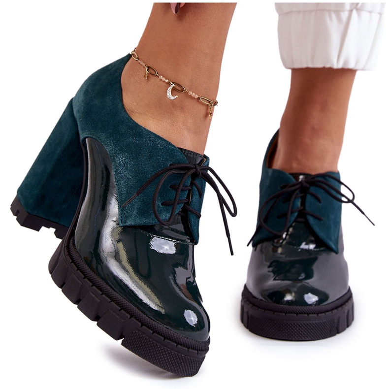 PA2 Stivali alla moda laccati in camoscio sulla piattaforma Green Carisa verde