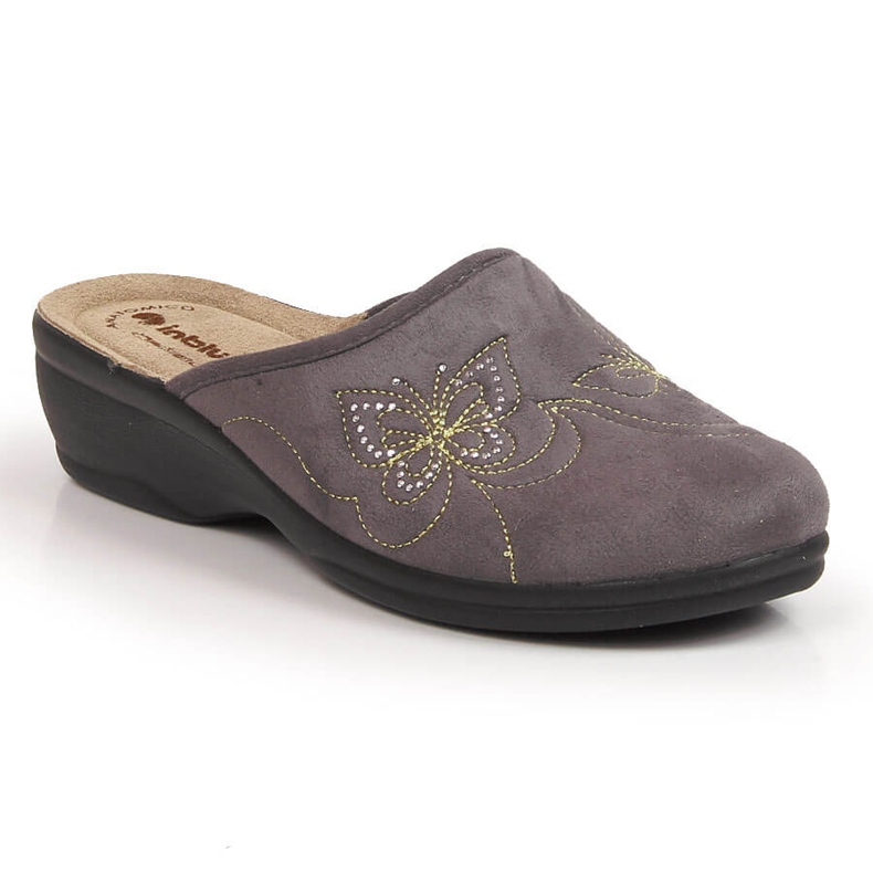 Comode pantofole da donna in velluto grigio Inblu
