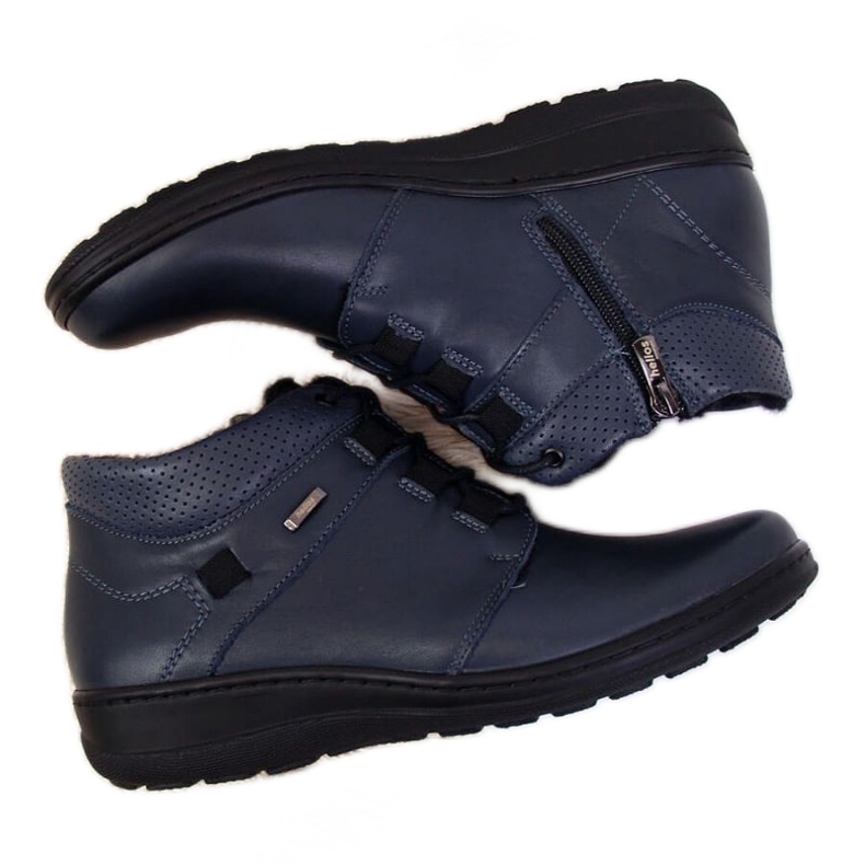 Stivali in pelle isolati Helios W H521B blu navy