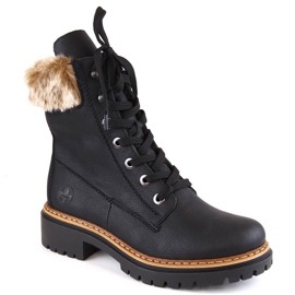 Stivali neri da donna Rieker 72630-00 con pelliccia nero