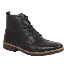 Stivali neri in pelle isolante Rieker 33205-00 da uomo nero