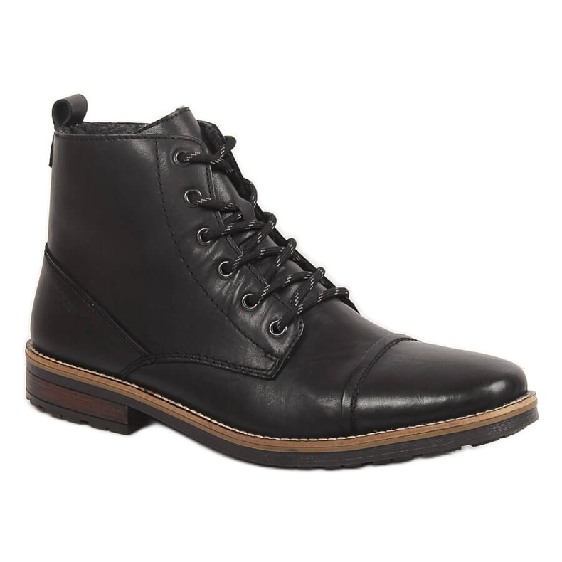 Stivali neri in pelle isolante Rieker 33205-00 da uomo nero