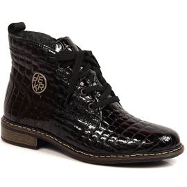 Stivali da donna in pelle laccata con coccodrillo nero isolato Rieker 71205-00