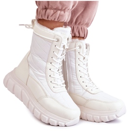 Vinceza Stivali Da Neve Stringati Da Donna Sulla Piattaforma Bianco e Beige Anubi bianca