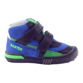 Stivaletti in pelle blu navy/blu con velcro, Bartek 91756