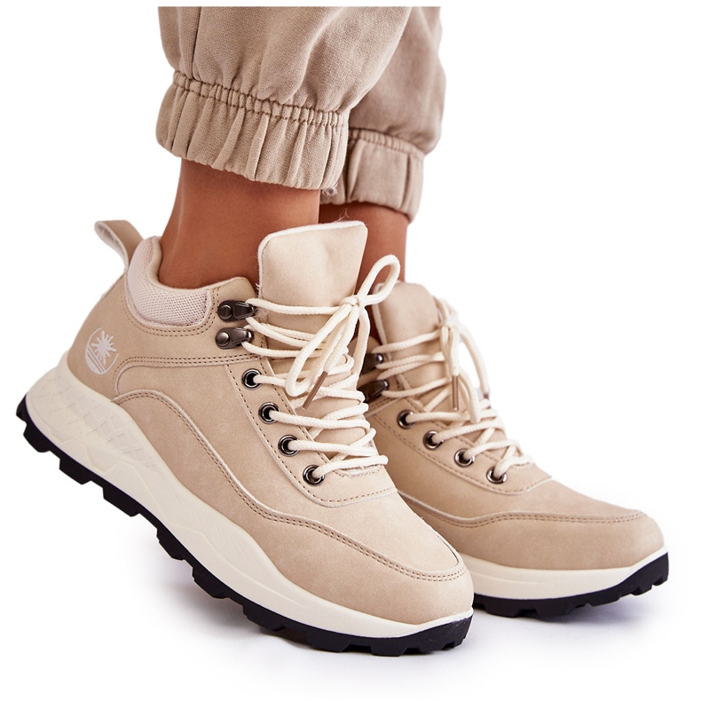 PA1 Calde scarpe da trekking da donna Trappers beige chiaro Otto