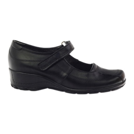 Décolleté con zeppe in pelle naturale Angello 371 nero
