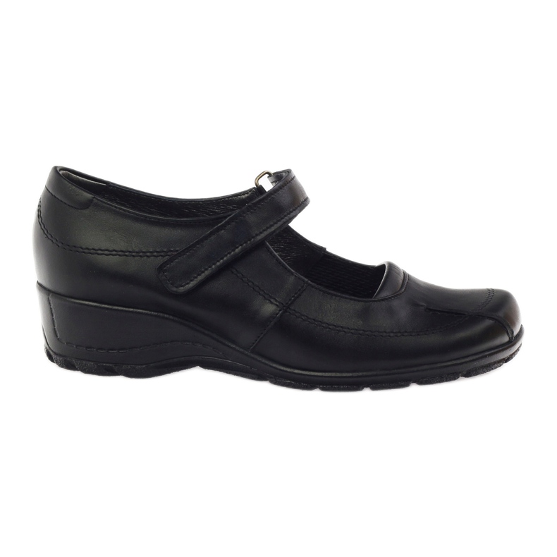Décolleté con zeppe in pelle naturale Angello 371 nero