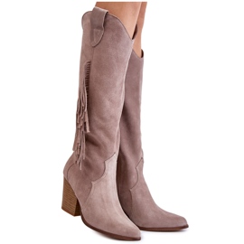 Lewski Shoes Stivali da cowboy in pelle scamosciata da donna Lewski 3094 / F grigio