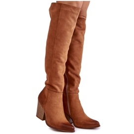 Lewski Shoes Stivali alti alla coscia in pelle da donna Lewski 2833 Camel marrone