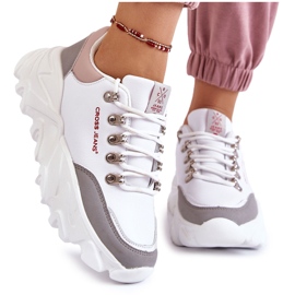 Sneakers da donna sulla piattaforma Cross Jeans KK2R4071C Bianche bianca
