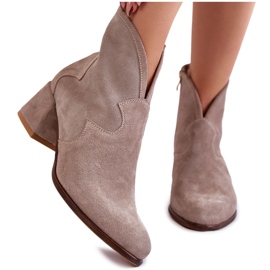 PA2 Stivali Tacco Alto In Pelle Scamosciata Beige Resso