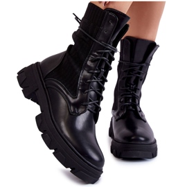 PA1 Stivali stringati da donna Workers Black Marlissa nero