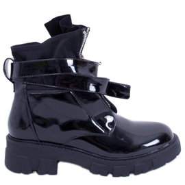 BM Stivali piatti laccati Fray Black nero