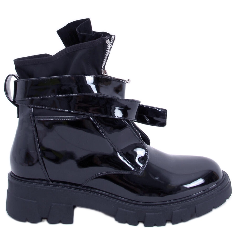BM Stivali piatti laccati Fray Black nero