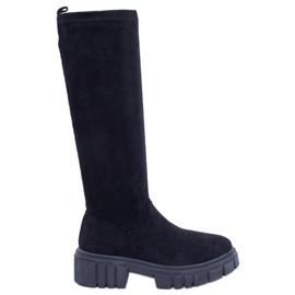 BM Stivali in camoscio con suola spessa Cards Black nero