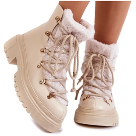 PS1 Stivali caldi in pelle Arisa beige chiaro