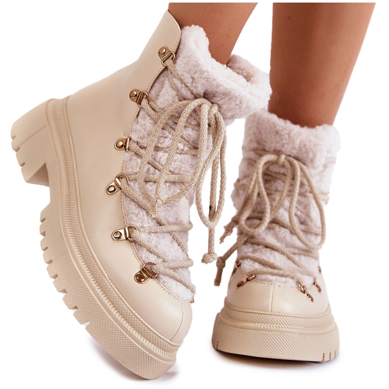 PS1 Stivali caldi in pelle Arisa beige chiaro