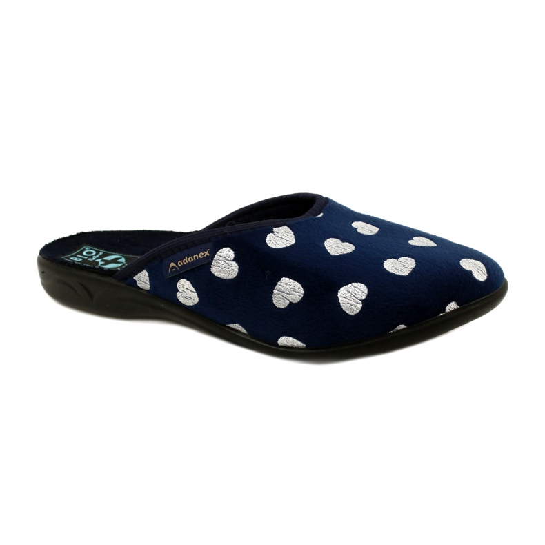 Ciabatte da donna con cuori BIO Adanex 27939 blu navy d'argento