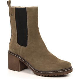 Stivali da donna in pelle scamosciata su palo, Filippo beige caldo