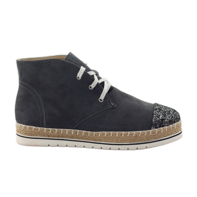 Espadrillas di pelle da donna, grigio/argento, Neścior