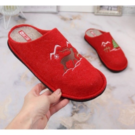 Ciabatte da casa da donna in feltro di lana rosso Big Star KK276017