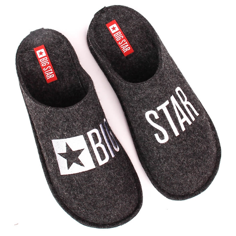 Ciabatte da casa da uomo in feltro di lana Big Star KK176003 nero