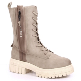 Comode scarpe da ginnastica da donna sulla piattaforma, Bugatti KK253096 beige isolanti