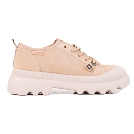 Sneakers da donna in pelle Big Star KK274511BE beige