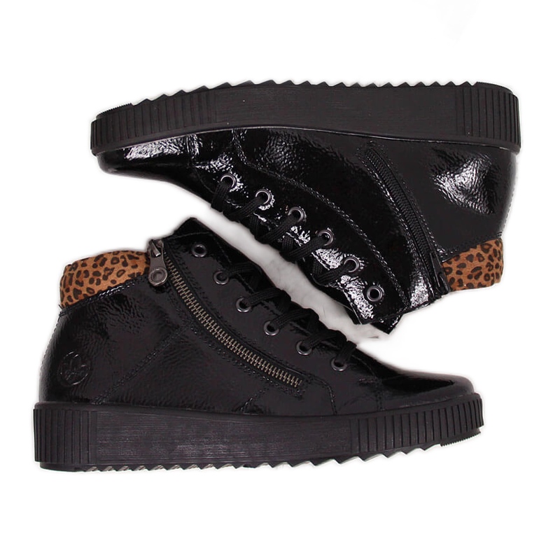 Stivali da donna laccati neri Rieker M6434 nero