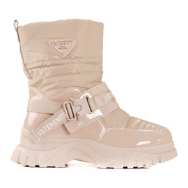 Stivali da neve shelovet da donna isolati con pelliccia beige