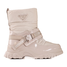 Stivali da neve shelovet da donna isolati con pelliccia beige