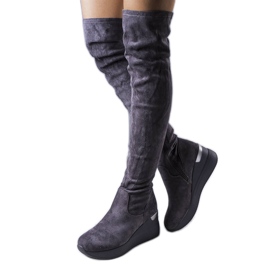 PA1 Stivali con zeppa in pelle scamosciata di colore grigio di Roland