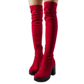 PA1 Stivali in suede rosso sul palo di Aleena