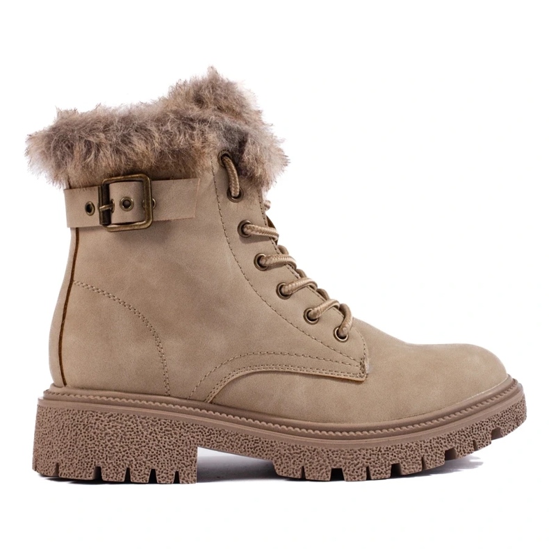 Stivali da donna con pelliccia beige