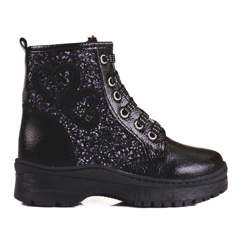 W. Potocki Stivali da bambina con Potocki glitter nero