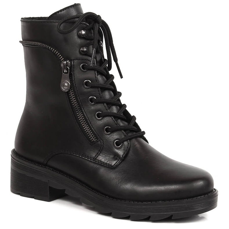 Comodi stivali da donna in pelle neri isolati Rieker X0500-00 nero