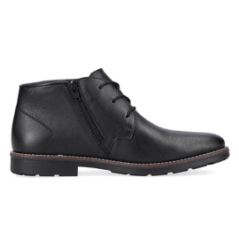 Scarpe da uomo in pelle isolate con lana di pecora, nere Rieker 15311-00 nero