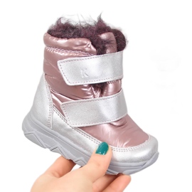 Doposci impermeabili da bambina con membrana in velcro Kornecki 6895 rosa